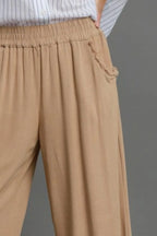 Sasha Linen Trousers detail view styled for Avrienne