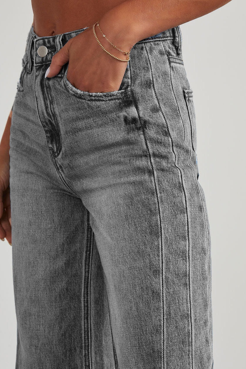 Solid Minimalist Washed Wide Leg Jeans image 5