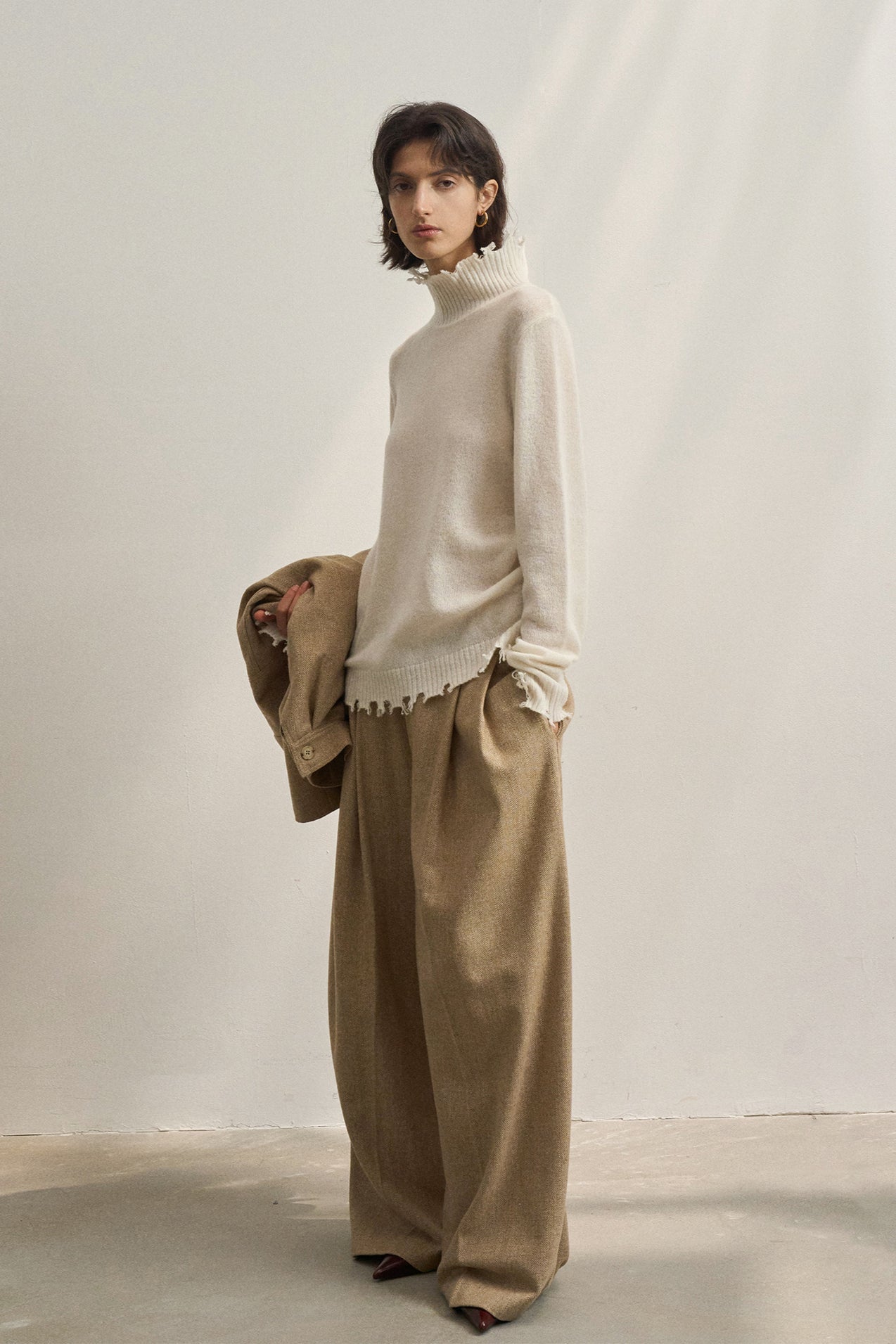 Fringed High Neck Knit Sweater image 2
