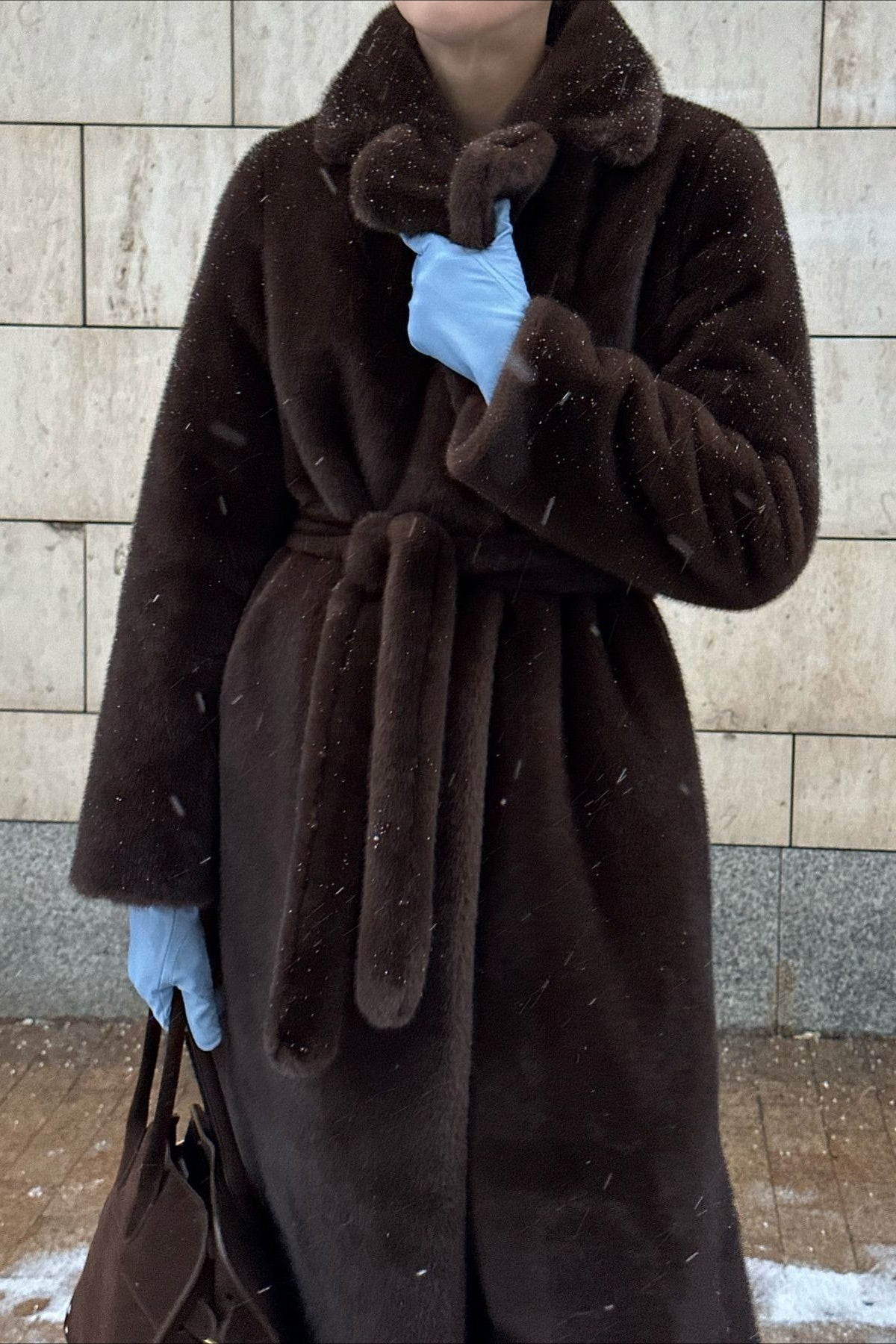 Belted Longline Faux Fur Insulated Overcoat image 1
