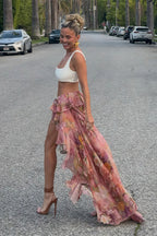 Floral Ruffled Asymmetrical Layered Skirt image 2