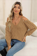 Deep V Sexy Off-Shoulder Loose Pullover Sweater image 13