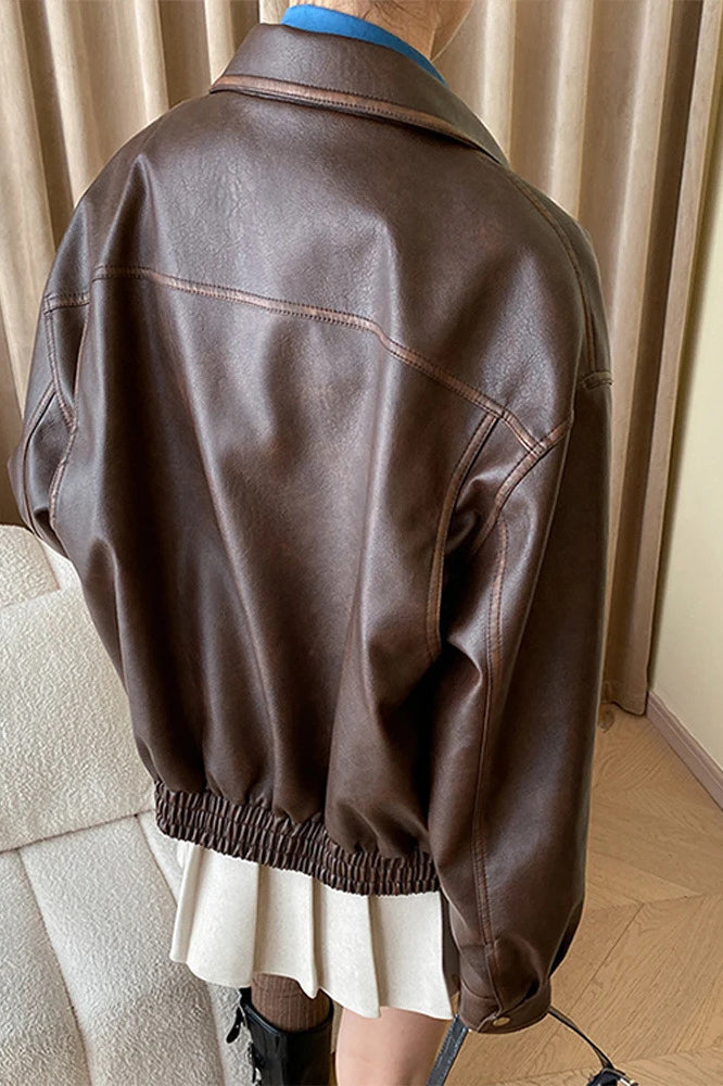 Vintage Modern Oversized Leather Coat image 4