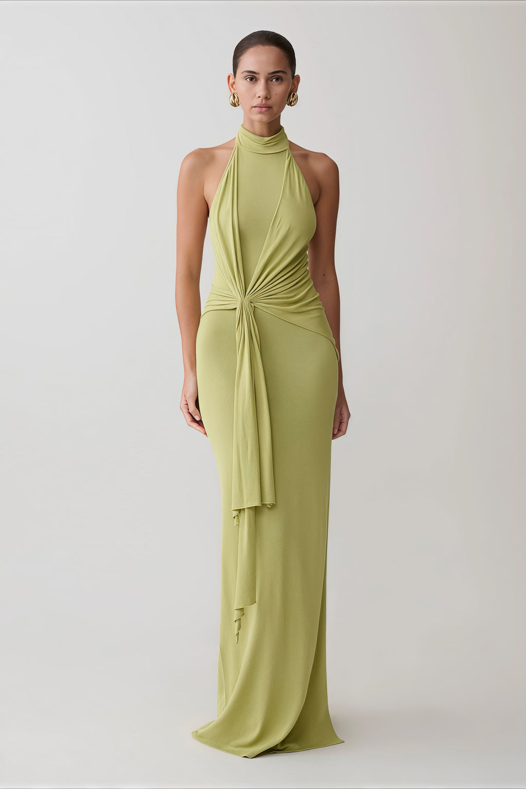 Sexy Ribbon Tie Halter Neck Backless Split Bodycon Party Maxi Dress image 5