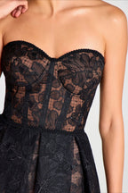 Elegant Lace Strapless Solid Midi Dress image 7