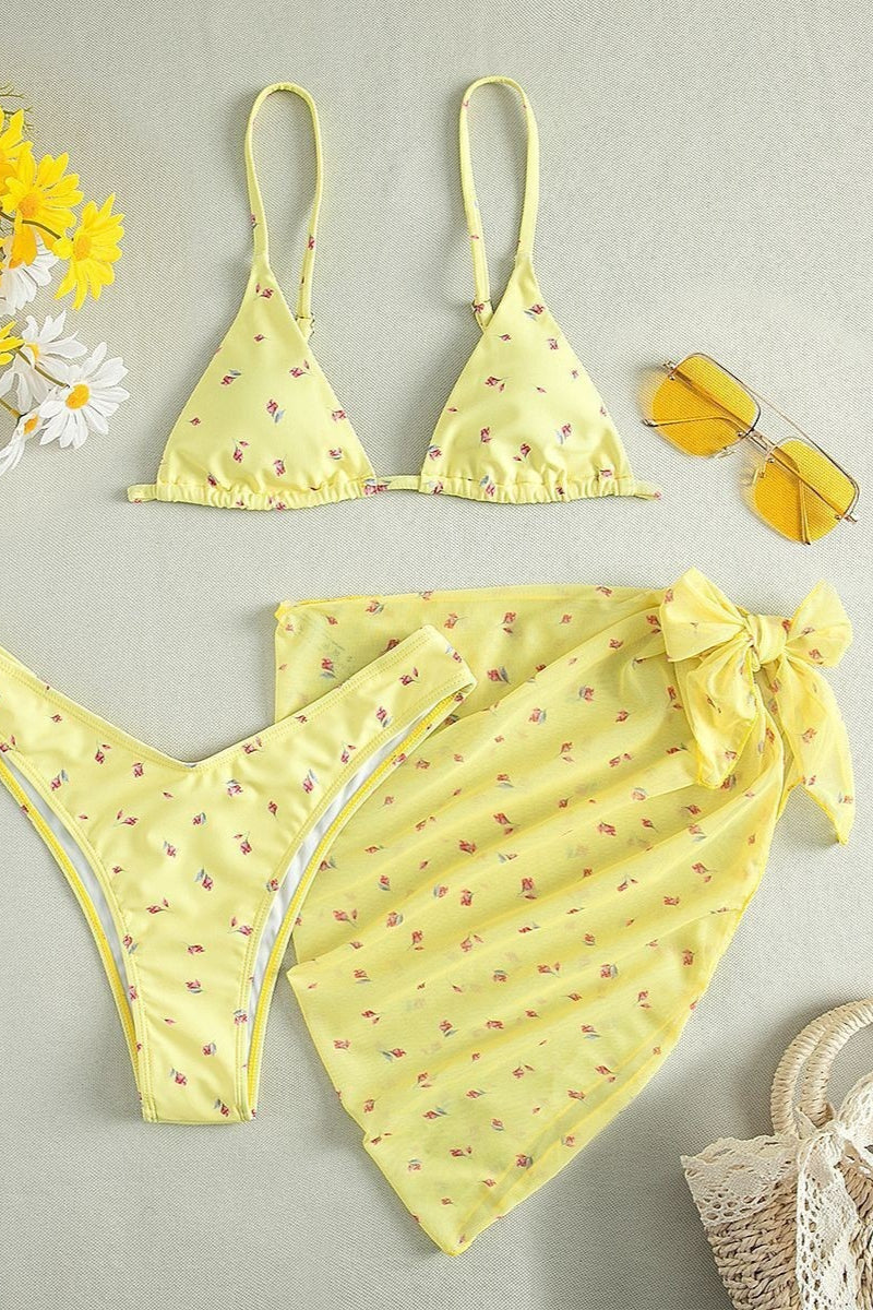 Floral Lace Up Three Piece Swim Set image 4