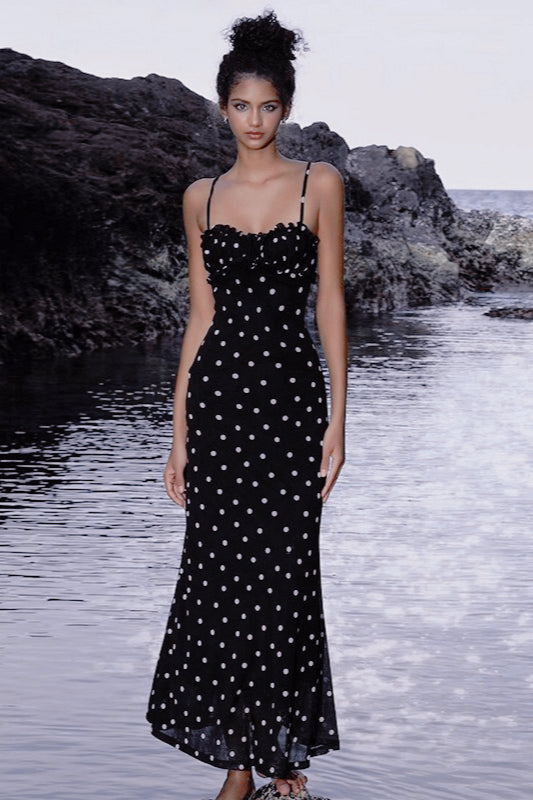 Polka Dot Backless Cami Bodycon Maxi Dress image 4