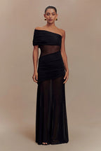 Ruched Mesh Panel Strapless Sheer Maxi Dress image 2