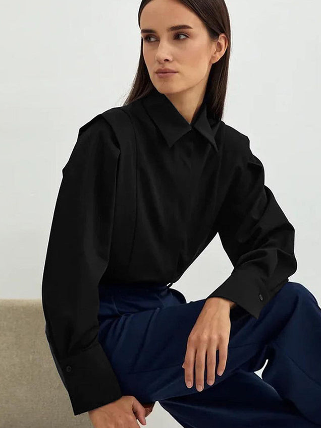 Structured Square Shoulder Panelled Blouse image 7