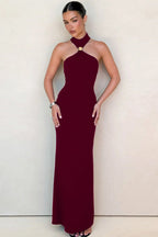 High Neck Sleeveless Slit Formal Dress image 6