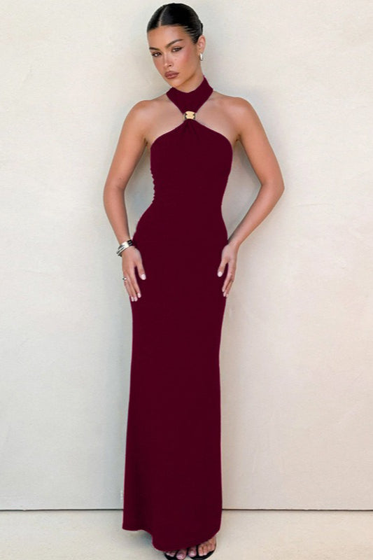 High Neck Sleeveless Slit Formal Dress image 6