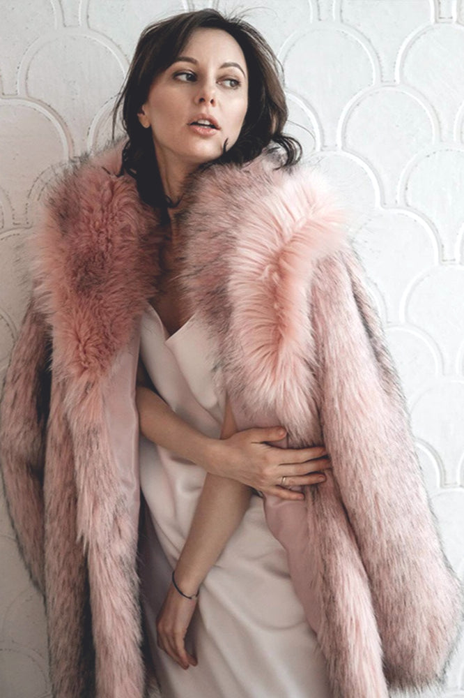 Faux Fur Plush Warm Open Front Coat image 1
