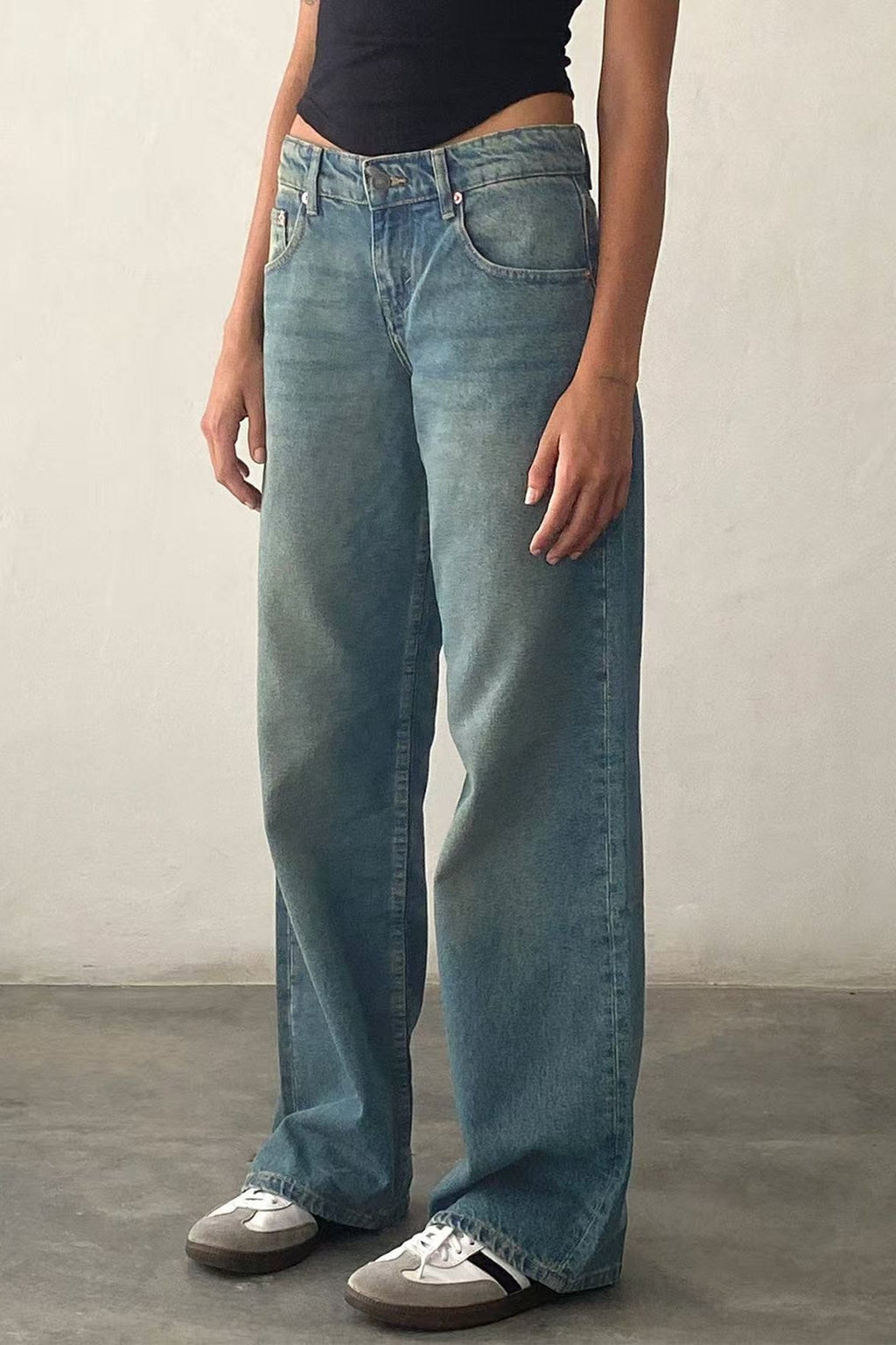 Solid Stretch Straight Leg Jeans image 5