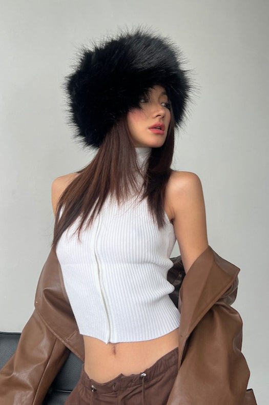 Faux Fur Thickened Y2K Dome Shaped Hat image 5