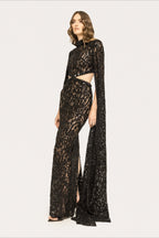 Lace Beaded Sequin Slim Cape Reception Dress image 7