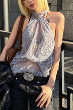 Elegant Irregular Sheer Lace alter Top image 3