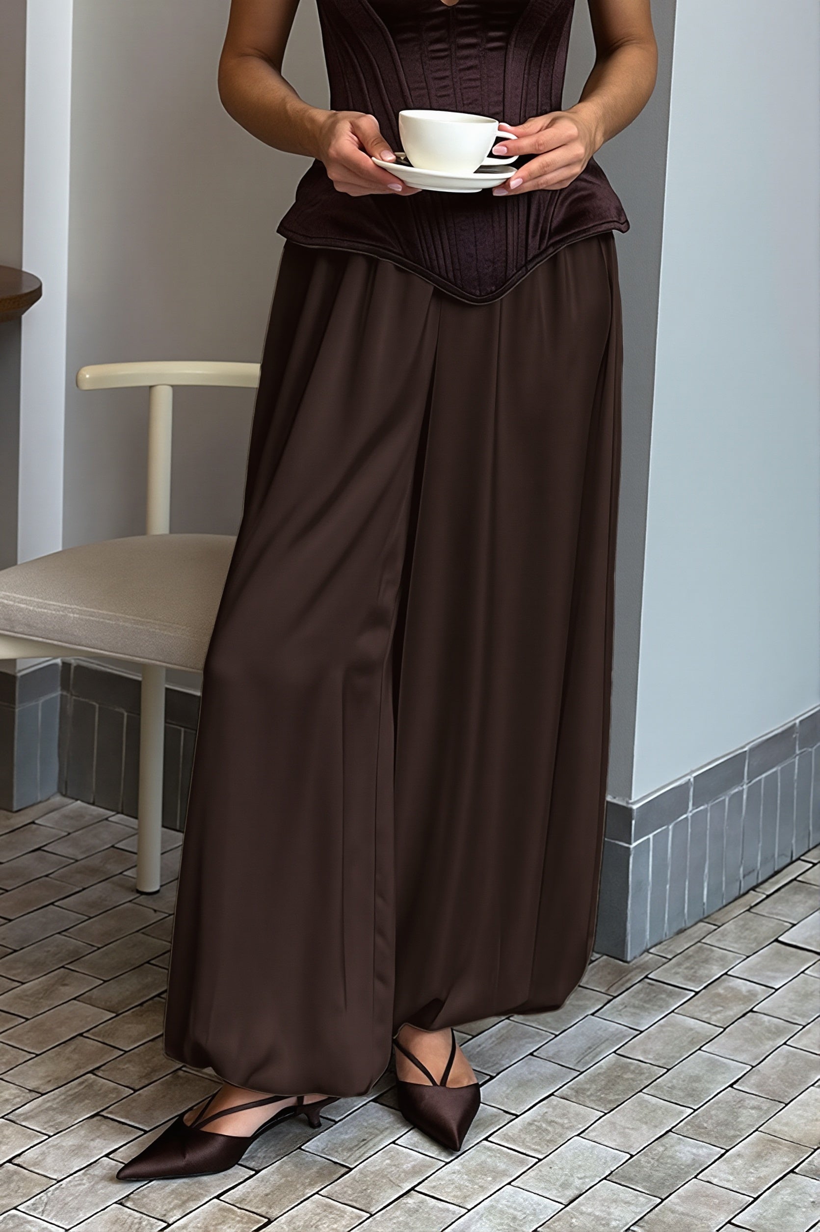 Satin Loose Harem Casual Pants image 1