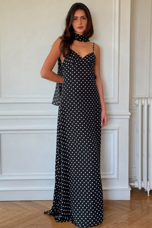 Polka Dot Sexy V Neck Cami Backless Maxi Dress image 6