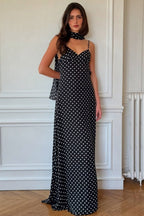 Polka Dot Sexy V Neck Cami Backless Maxi Dress image 6