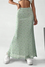 Floral Satin A-Line Midi Skirt image 5