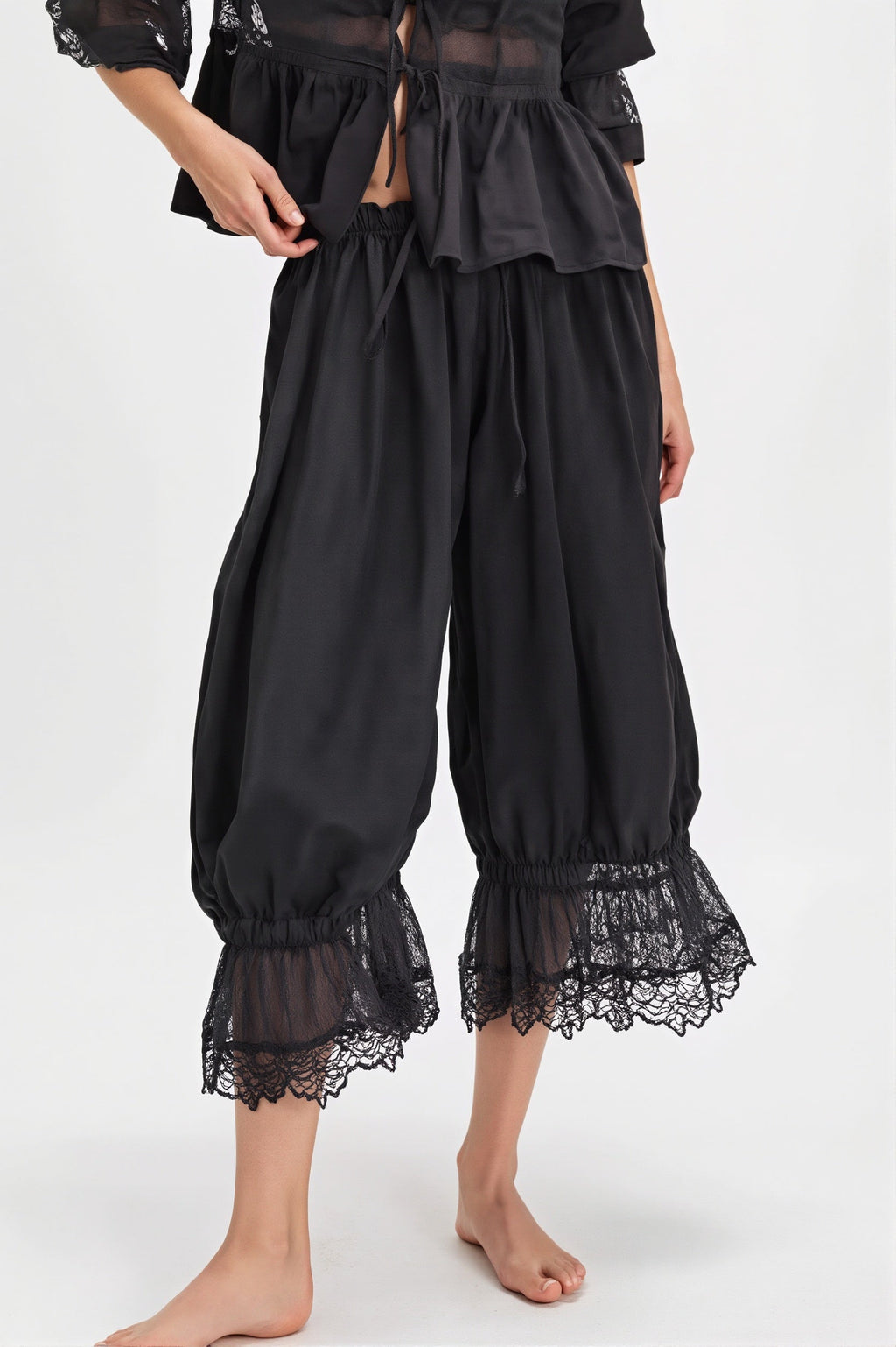 Hollow Out Lace Tie Casual Pants image 8