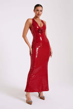 Backless Floral Sequin Maxi Dress image 16
