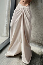 Asymmetrical Twist Solid Wide Leg Pants image 3