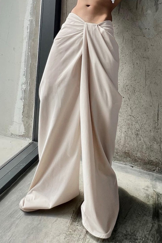 Asymmetrical Twist Solid Wide Leg Pants image 3