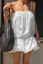 Cotton Cami Dress Ruched Waist Puff Mini Dress image 2