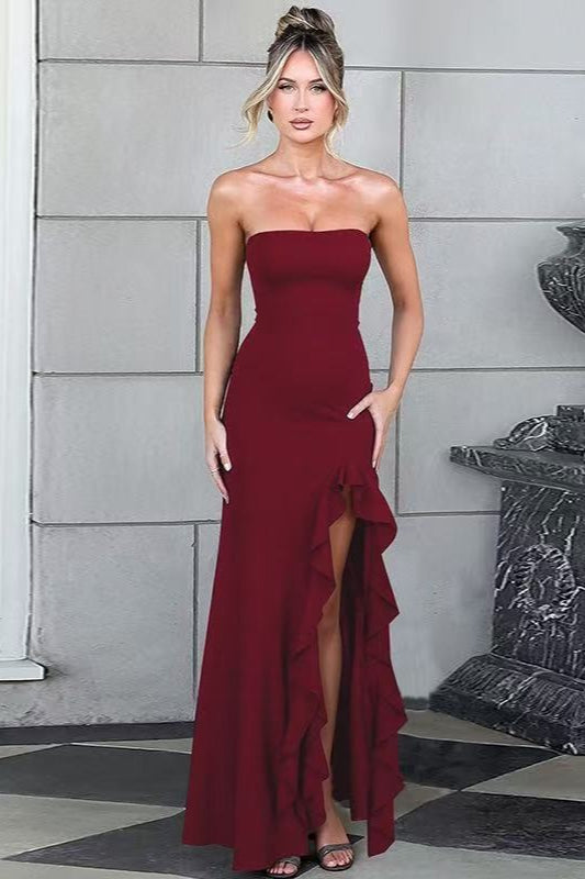 Ruffled Bustier Side Slit Formal Dress image 3
