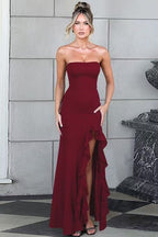 Ruffled Bustier Side Slit Formal Dress image 3