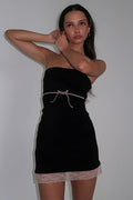 Solid Bow Off Shoulder Slim Mini Dress image 1