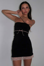 Solid Bow Off Shoulder Slim Mini Dress image 1