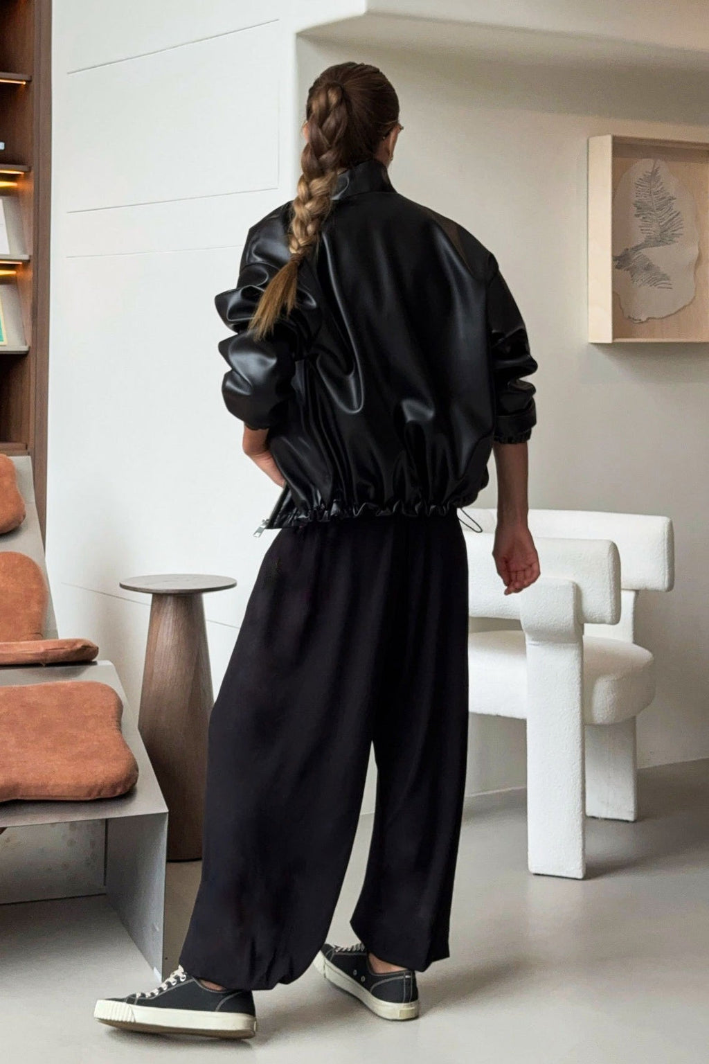 Black PU Leather Moto Jacket image 2