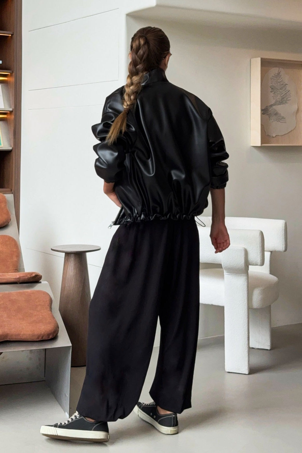 Black PU Leather Moto Jacket image 2