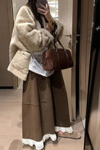 Wool Blend Ruffle High-Waisted Relaxed Skirt image 4