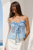 Glitter Ruffle Sequin Cropped Cami Top image 9