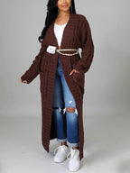 Knitted Solid Graceful Open Front Cardigan image 19