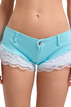 Sexy Layered Lace Patchwork Denim Shorts image 9