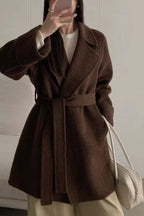 Robe-Style Double-Face Wool Long Hepburn Coat image 3