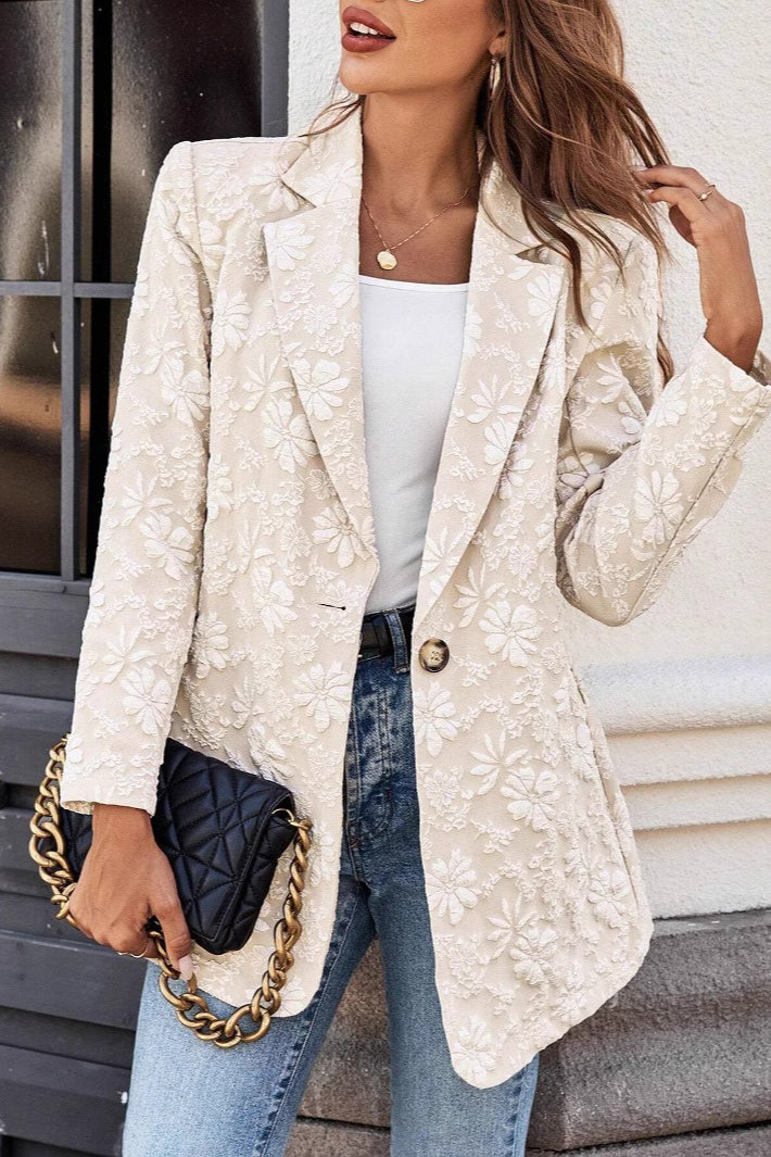 Jacquard Slim Fit Single-Button Blazer image 3