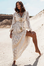 Tassel Lace Spliced Long Boho Dress image 5