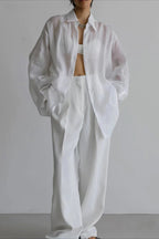 Vintage High-End Collared Loose Fit White Blouse image 3