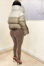 High Neck Scarf Collar Quilted Puffer Jacket image 9