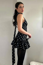 Chic Polka Dot Tie Backless Mini Dress image 4