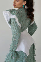 Detachable Waistband Long Sleeve Floral Skirt Set image 6