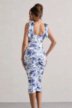 Vintage Floral Print Ruched Maxi Dress image 5