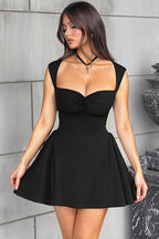 Chic Solid V Neck Ruffle Waist Bodycon Mini Dress image 2