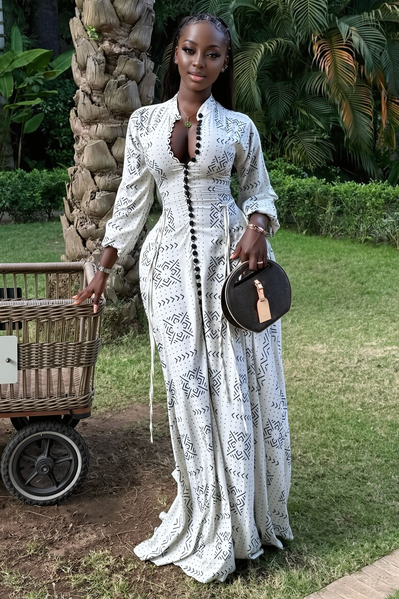 Casual Stand Collar Button Maxi Dress image 5
