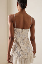 Chic Chiffon Floral Applique Cami Layered Mini Dress image 5